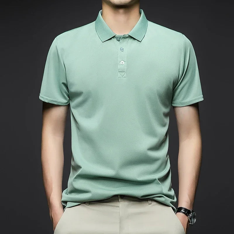New Men's Fashion Solid Short Sleeved Polo Shirt Summer Breathable Comfortable Top New Men's Fashion Solid Short Sleeved Polo Shirt Summer Breathable Comfortable Top